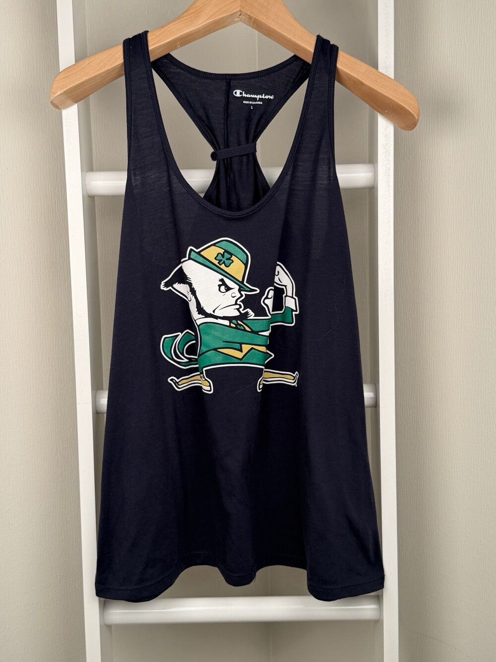 Notre Dame Athletic Knit Tank Top Champion Womens L Navy Racerback Activewear EC